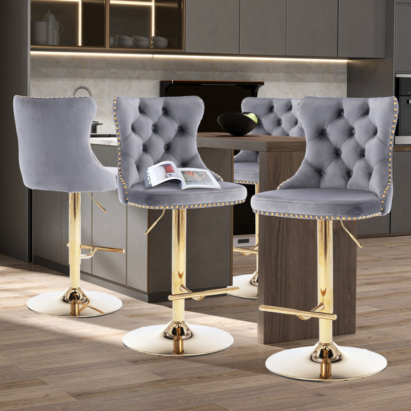 Tabourets de bar Kalinka, Or, gris, 4