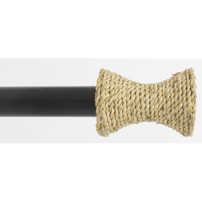 Huggard Adjustable Single Curtain Rod, Black, 1" H x 48" W x 1" D