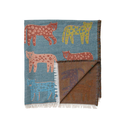 Jeté en jacquard léopard avec frange