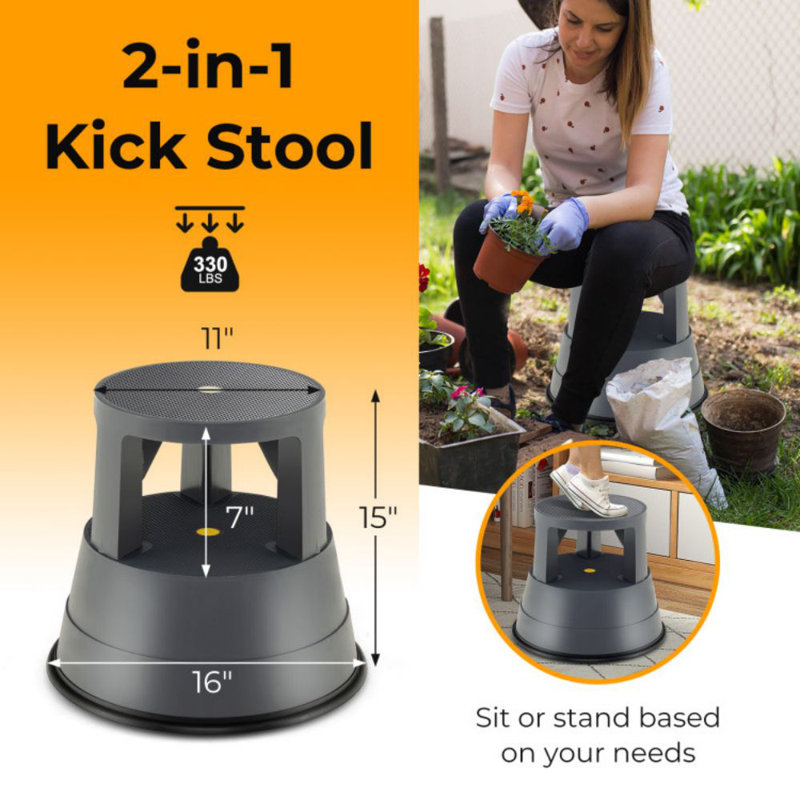 330 Lbs Step Stool With Non-Slip Rubber Platform