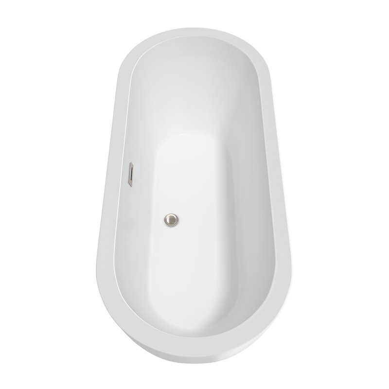 Soho 72'' White Acrylic Freestanding Soaking Bathtub with Brushed Nickel Faucet