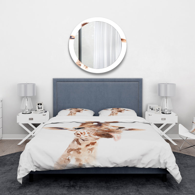 Portrait of A Giraffe VIII - Ensemble de housse de couette Farmhouse - Microfibre de polyester