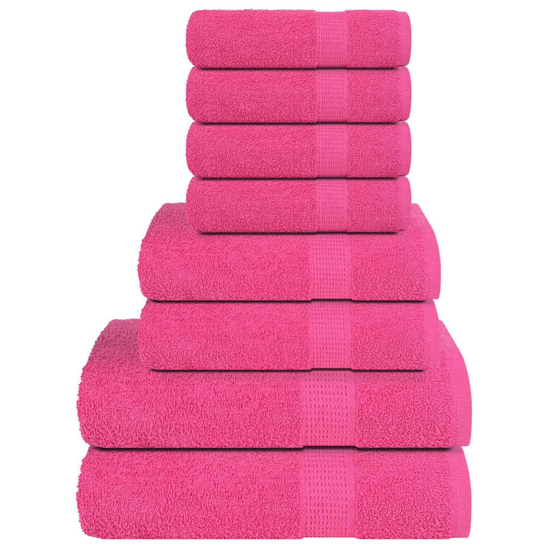 Towel Set 360 Gsm 100% Cotton, 8 Piece Towel Set, Pink
