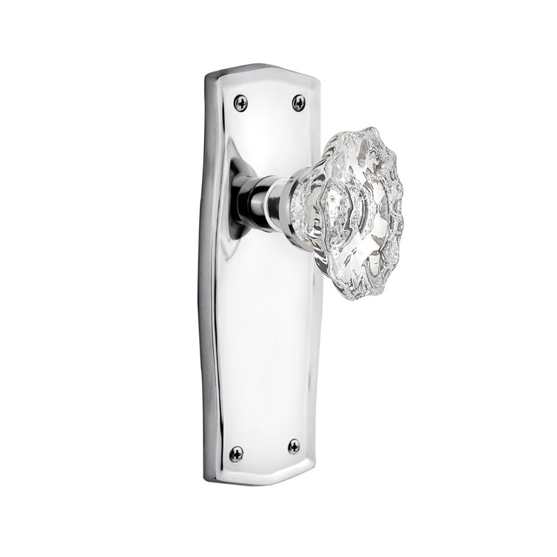 Prairie Plate with Chateau Door Knob, Bright Chrome, 2 3/4