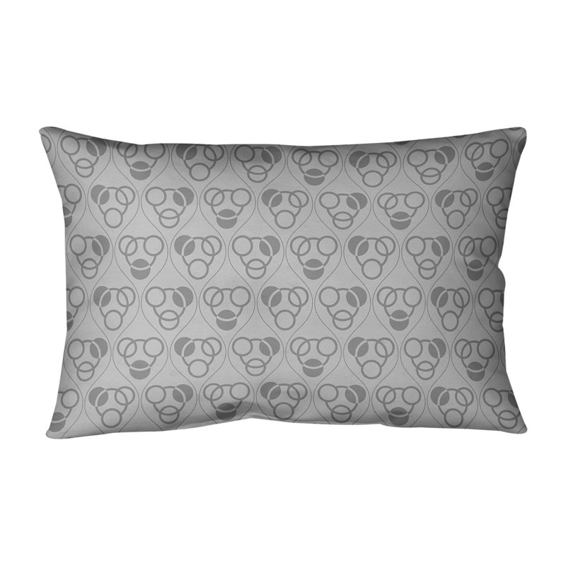 Coussin lombaire classique à motif de cercles Waves, Duvet / Plumes, H 14 po x l 20 po, Gris