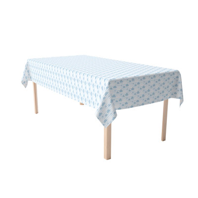 Rectangular Tablecloth, 100% Cotton, 52X104", Blue Clouds & Stripes