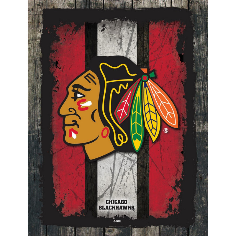 NHL Team Logo, reproduction sur toile tendue, Blackhawks de Chicago, H 20 po x l 15 po x P 1 po