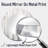 Grey White Platinum Parallels - Abstract Shapes Wall Mirror, Gray Round Decorative Mirror, Printed Metal Art-99621189