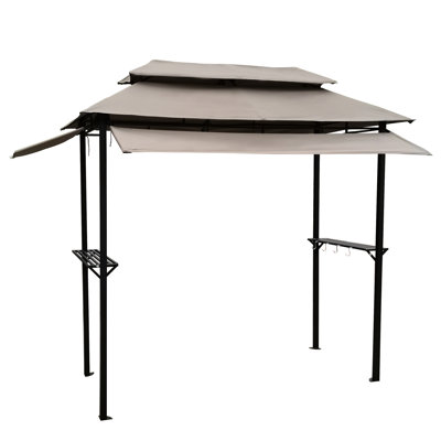 8x4ft Metal Grill Tent With Canopy And Steel Structure - Wind Dispersion, Rust-, Outdoor Celebration Area Gazebo Cover Frame , Fire Retardant, Relaxation