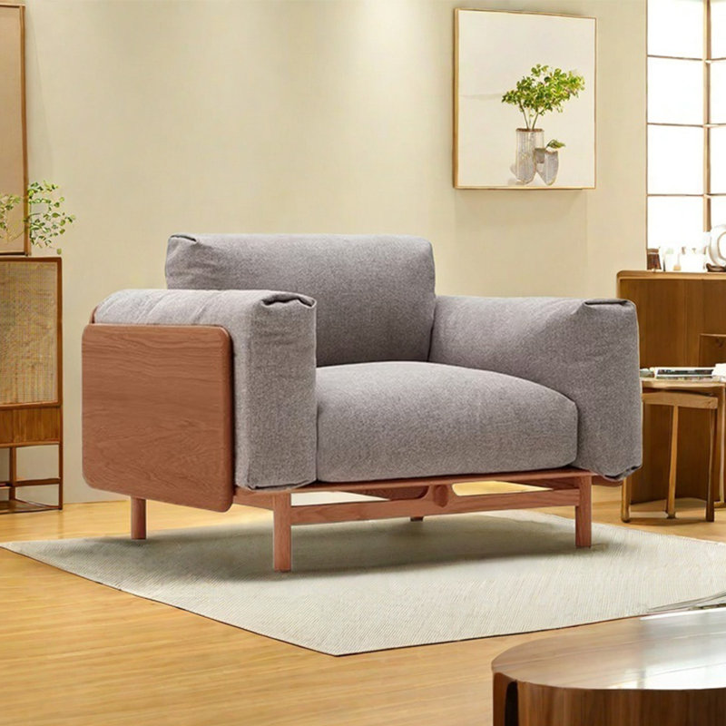 Modern light luxury solid wood straight row sofa