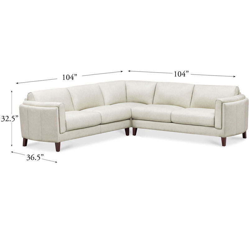 Natchez Symmertrical Leather Sectional, Ivory Genuine Leather