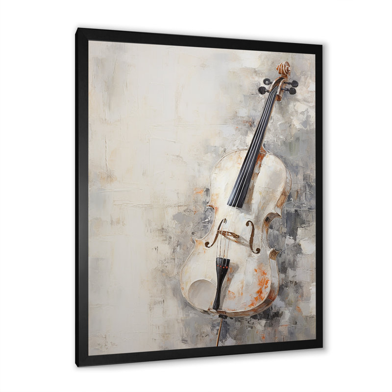 Minimalisme blanc, musique violon - musique encadrée, Cadre simple noir, H 44 po x l 34 po x P 1,5 po