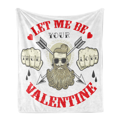 Ambesonne Crazy Fleece Throw Blanket Beard Man Portrait Romantic