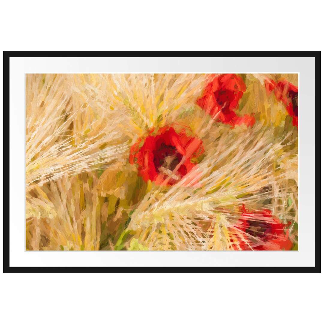 Gerahmtes Poster Poppies in a Corn Field