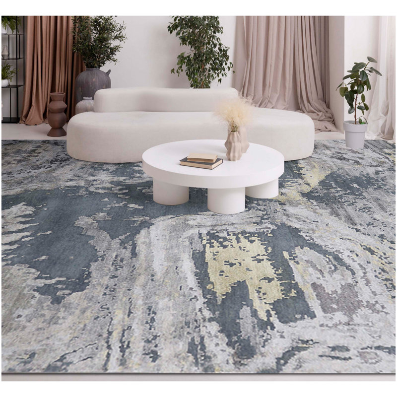 Hand Woven Wool Abstract Area Rug, Rectangle 10' x 14'
