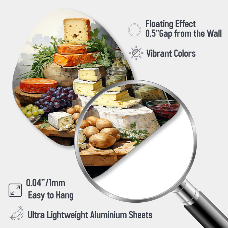 «Food Cheese Platter I - Cheese Nebula Shape», art mural en métal asymétrique, H 28 po x l 25 po x P 1 po