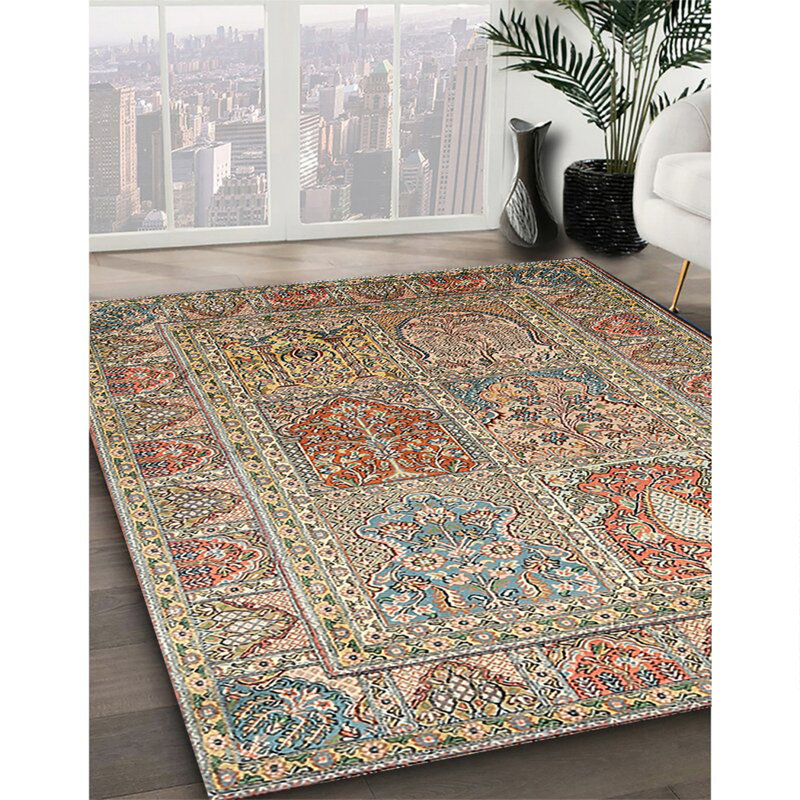 Tapis beige / bleu / rouge, Rectangle 7 pi x 10 pi