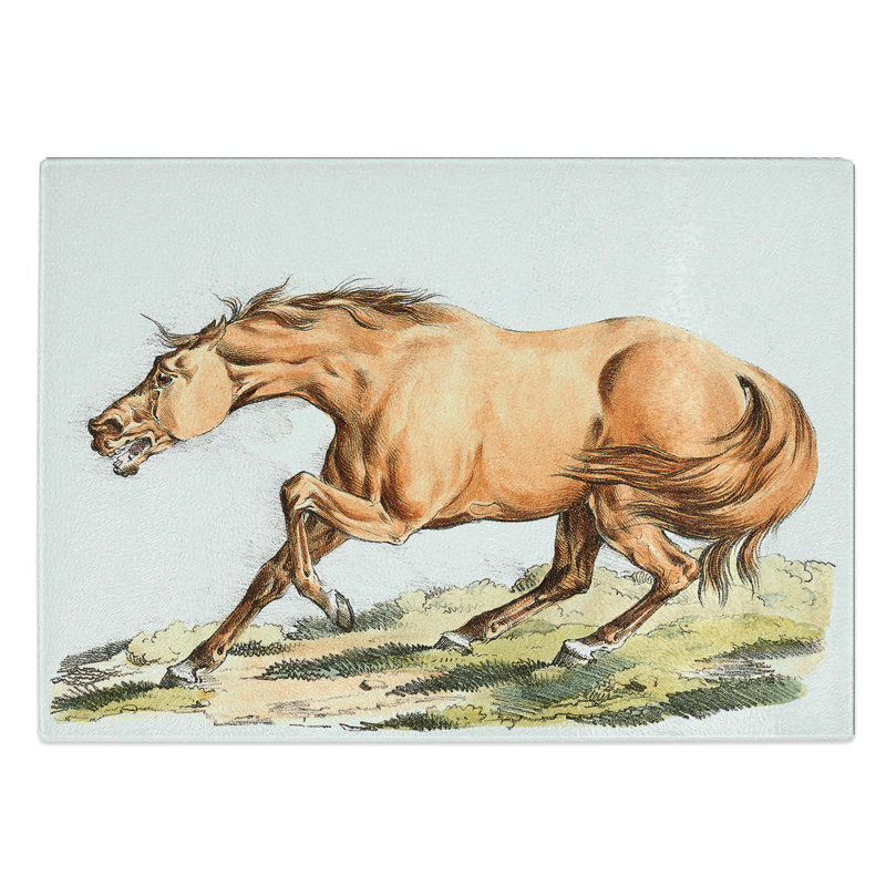 Glass Light-Brown Horse by Henry Alken Chopping Board, 39 cm W x 28.5 cm L