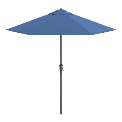 Parasol de patio 9 pi avec mât en aluminium, nervure en acier, manivelle, inclinaison par pression avec tissu oléfine Solstice