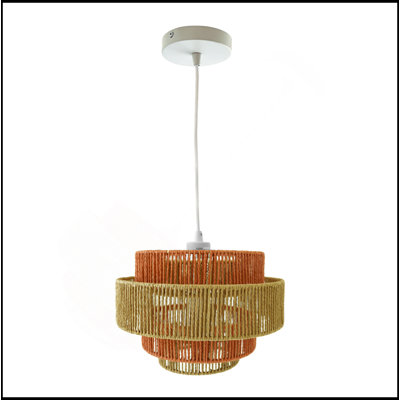 Pendant Lamp - White And Natural/Terracotta