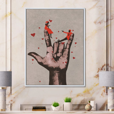 " I Love You Sign With Romantic Couple " Painting Print