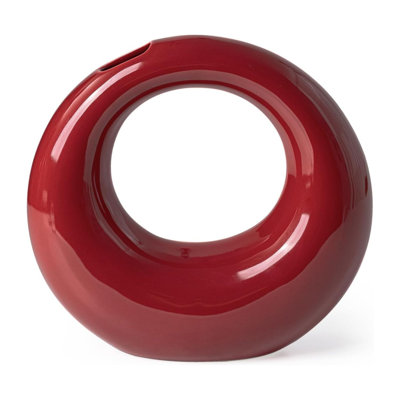 Red Ceramic Flower Vase