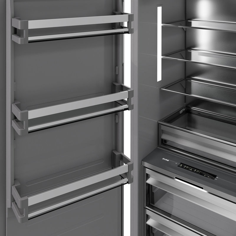ZLINE Autograph 30 in. Column Refrigerator with Graphite Gray Interior and Champagne Bronze Accents