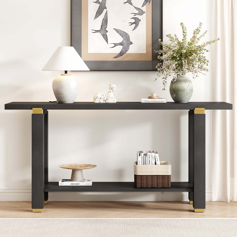 62.9" Modern Minimalist Console Table, Black