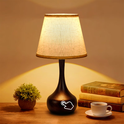 Touch Table Lamps For Bedroom, Farmhouse 3-Way Dimmable Bedside Lamps For Nightstand With Fabric Shade,Lamps For Living Room，Desk Lamps For Home Office(set of 2)