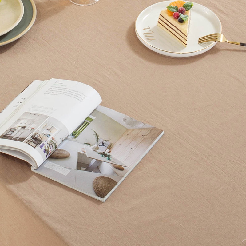 Nappe en coton lavable de haute qualité avec pampille, L 86 po x l 55 po, Brun
