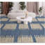 Tapis bleu/gris en laine noué à la main floral Moroccan-101830064