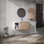 Meuble-lavabo mural avec lavabo et armoire latérale, portes et meuble-lavabo