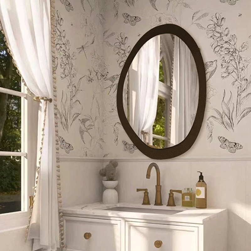 Miroir mural asymétrique en bois manufacturé, 31.50"H*23.62"L