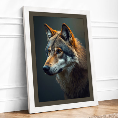 Wolf in Gold Light Rustic - Framed Print