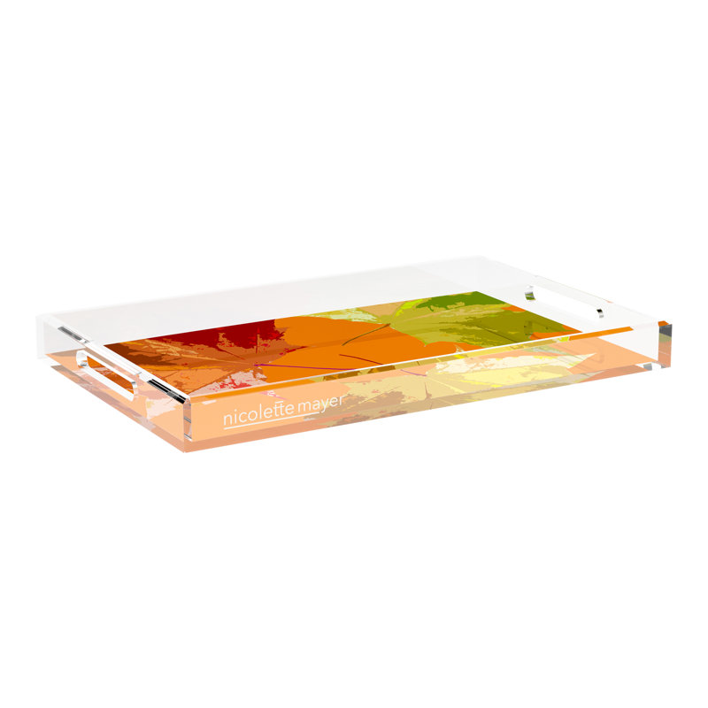 Autumn Leaves Acrylic Rectangle Decorative Tray, 22.5"W x 14.5"D x 2"H, Orange
