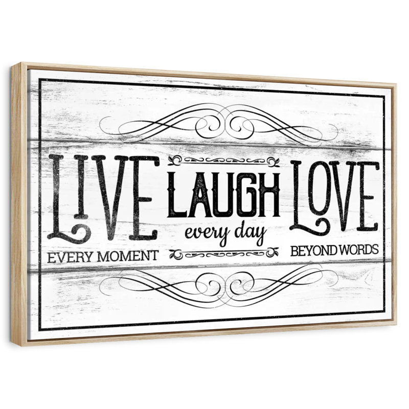 Live Laugh Love Everyday, 46 po x 31 po, Cadre flottant en bois naturel