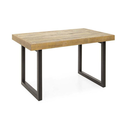 Pine Dining Table with Steel Base