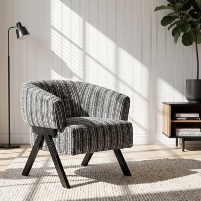 Chaise avec accoudoirs en tissu d'ameublement Mid-Century