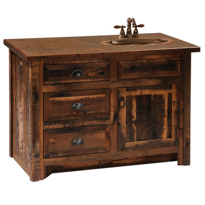 Fireside Lodge Barnwood Vanity - 36-inch - without Top - Sink Right