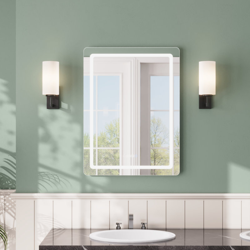 Modern Frameless LED Lighted Bathroom / Vanity Mirror with 3 Colour Adjustable, Memory Function, Anti-fog, Time Mode Control