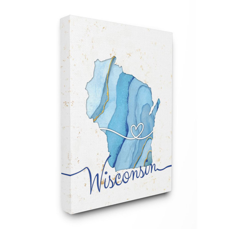 «Wisconsin Agate Blue US State Design», impression sur toile, Toile tendue, H 20 po x l 16 po