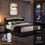 Lit plateforme tapissier avec lumières DEL Areyon-956432181-956432182
