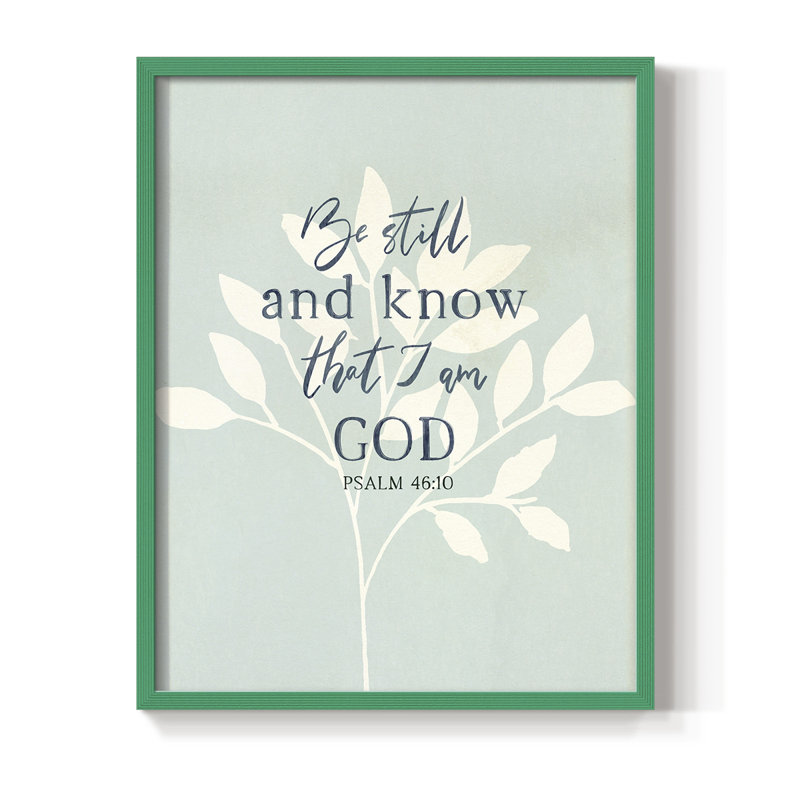 Be Still Framed Print - Solid Wood, 30" H x 24" W, Green