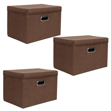 Rebrilliant Collapsible Storage Bins with Lids, Slub Fabric Decorative Storage Box with Handles, Sturdy Storage Basket for Clothes,Toys, Books, Storage Organizer