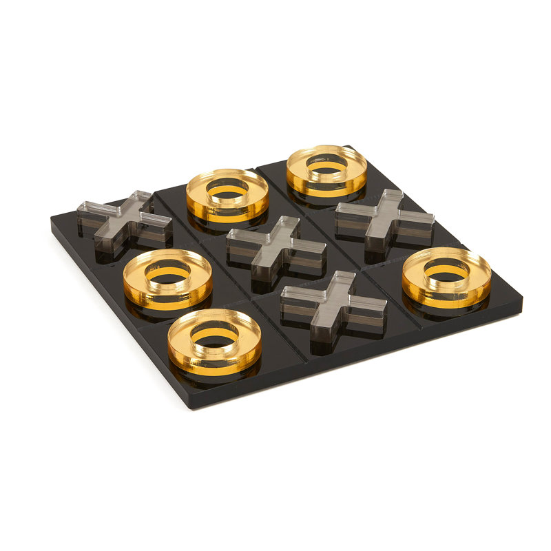 Lucite Tic Tac Toe, Gold/Black