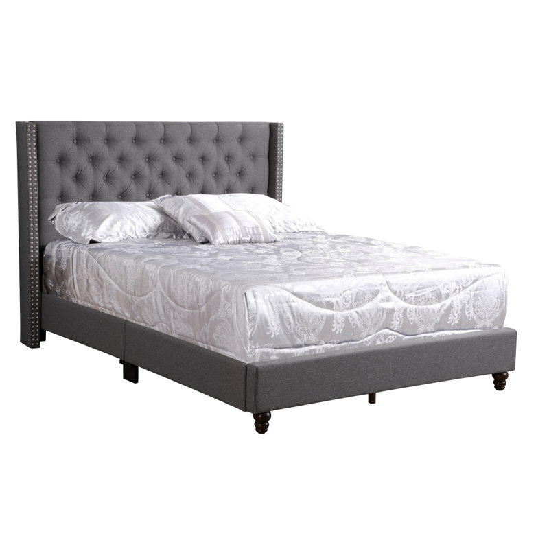 Élégant grand lit transitionnel gris