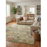 Oxford Hand-knotted Ghazni Wool, Light Green Area Rug