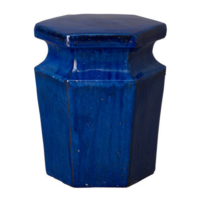 Hex 18"H Handcrafted Ceramic Garden Stool