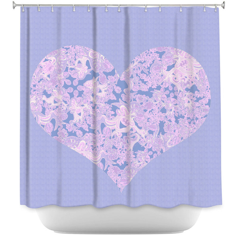 Rideau de douche simple coeur love serenity, Mauve
