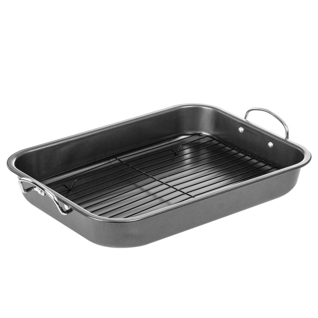 Lexi Home Golden Prime 15" Non-Stick Carbon Steel Roasting Pan with Flat Rack Lexi Home